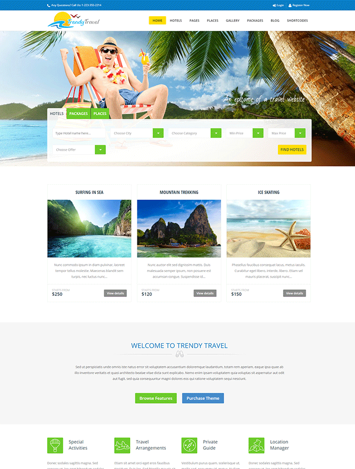 Trendy Travel - WordPress Tourism Theme
