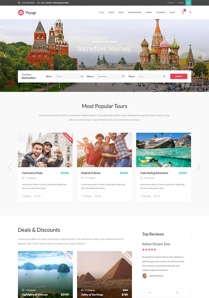 Voyage - A Modern Travel and Tourism Theme