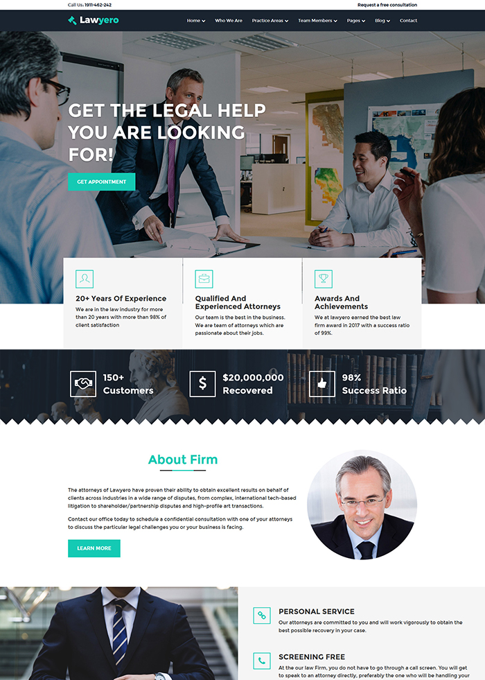 Lawyero - Attorneys & Lawyer WordPress Theme 