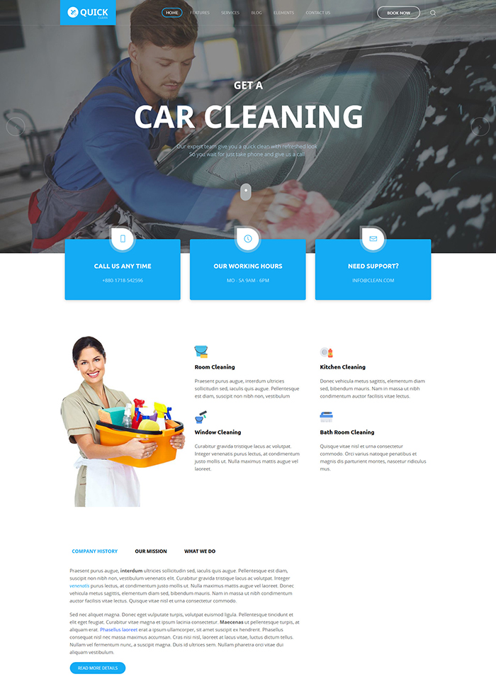 Quick - Cleaning Service WordPress Theme 