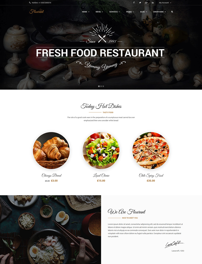 Floury Restaurant WordPress Theme