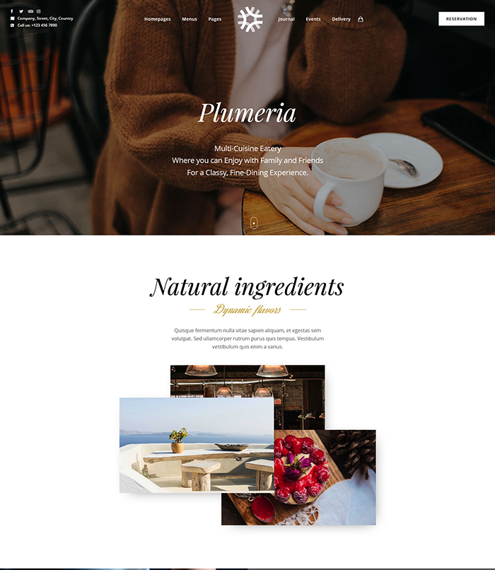 Plumeria Restaurant and Cafe Theme for WordPress 