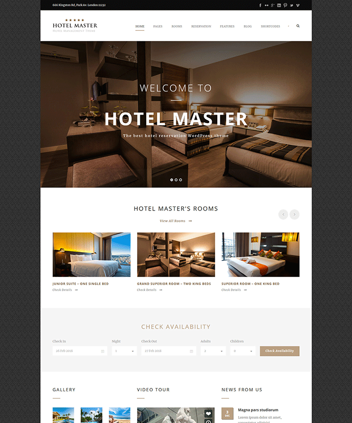 Hotel Master - Resort WordPress Theme