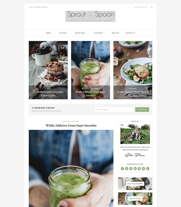 Sprout & Spoon - A Food Blogger WordPress Theme 