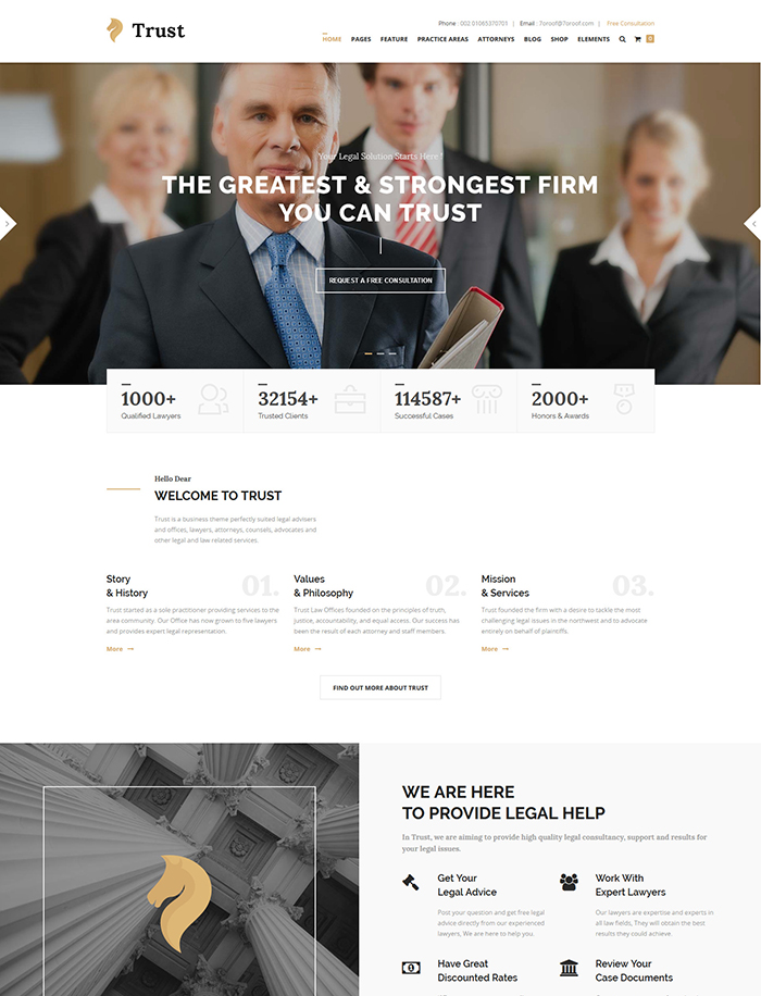 Trust Business - Lawyer and Attorney WordPress Theme 