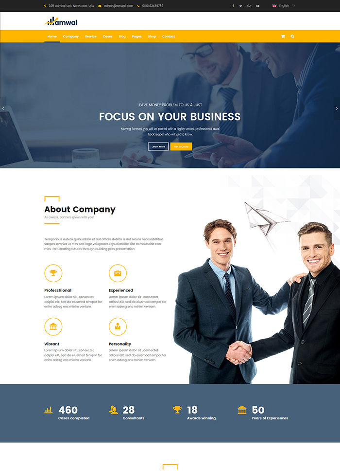 Amwal | Consulting, Business, Finance WordPress Theme 