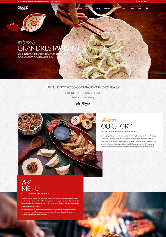 Grand Restaurant WordPress Theme