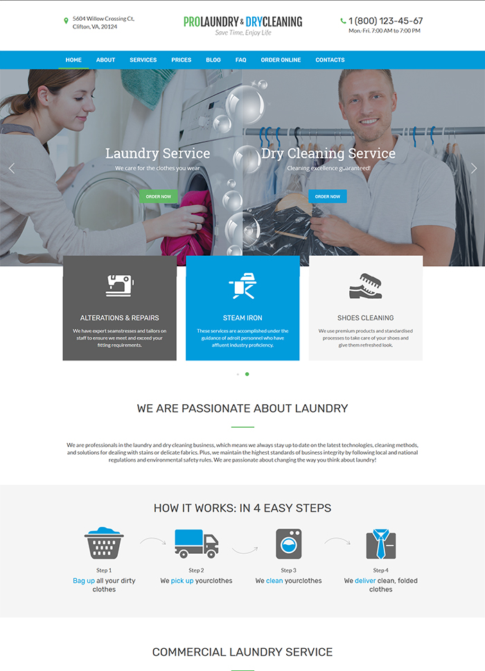 Laundry, Dry Cleaning Services WordPress Theme 