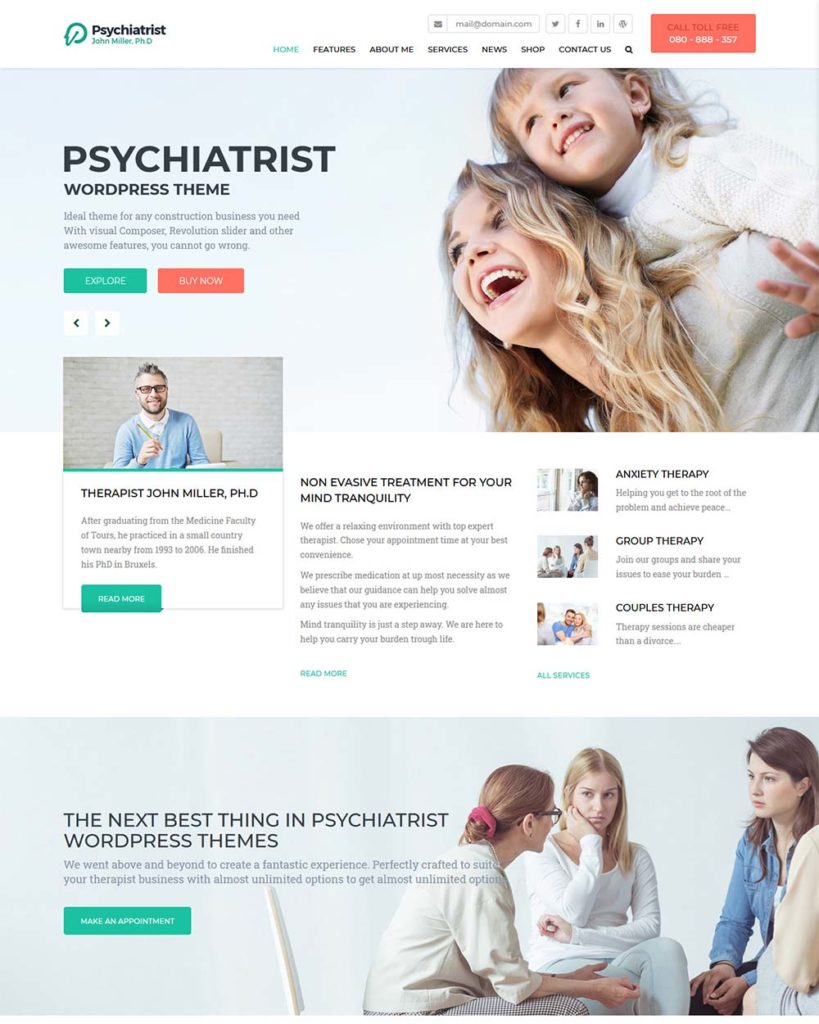 10 + Best And Premium Psychiatrist WordPress Themes