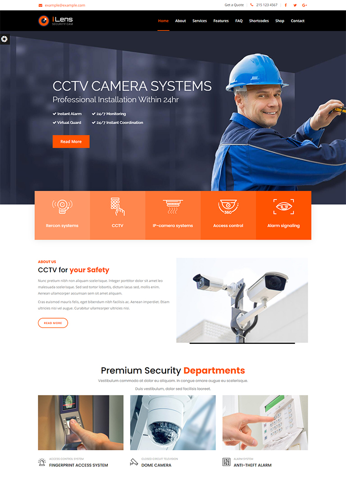 1. Ilens – CCTV Security Camera WordPress Theme