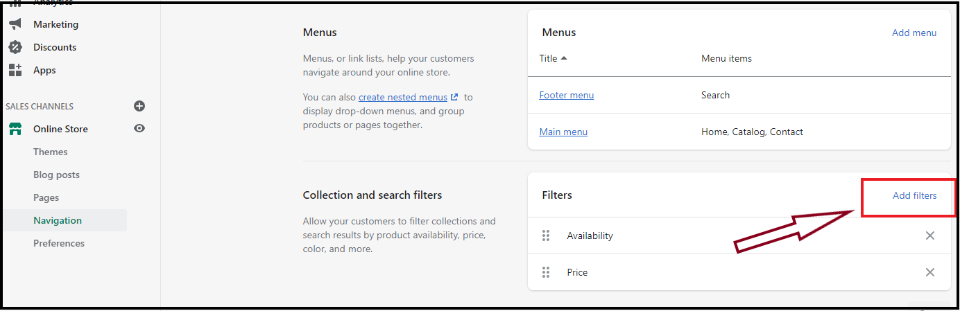 Collection and search filters > Add filters