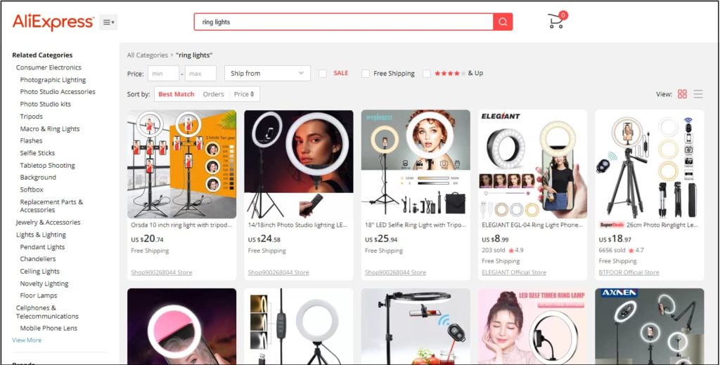 Aliexpress Search Result For Ring Lights