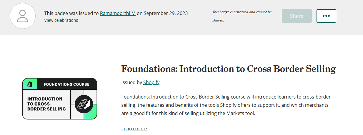 Introduction to cross border selling- shopify certificate course facet.