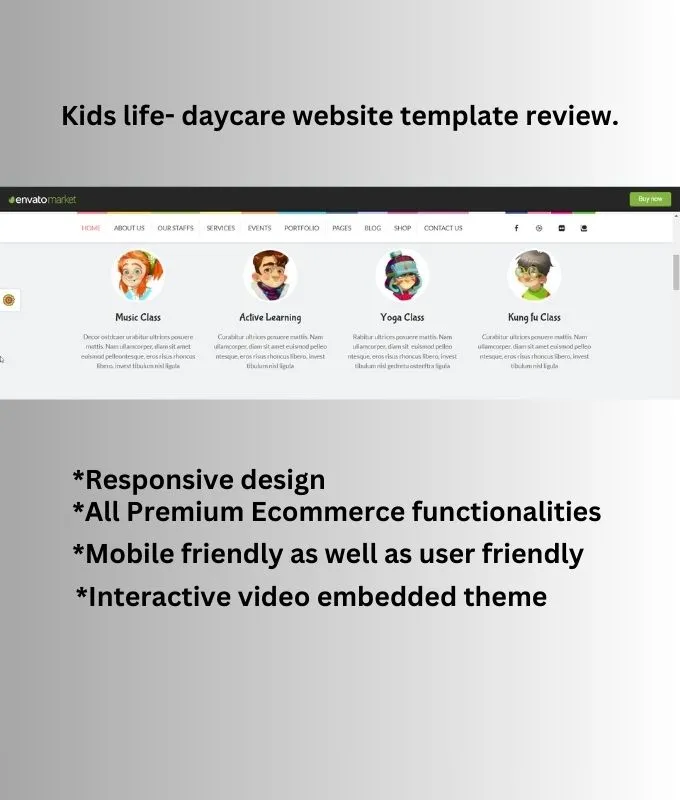 Kids life- daycare website template review