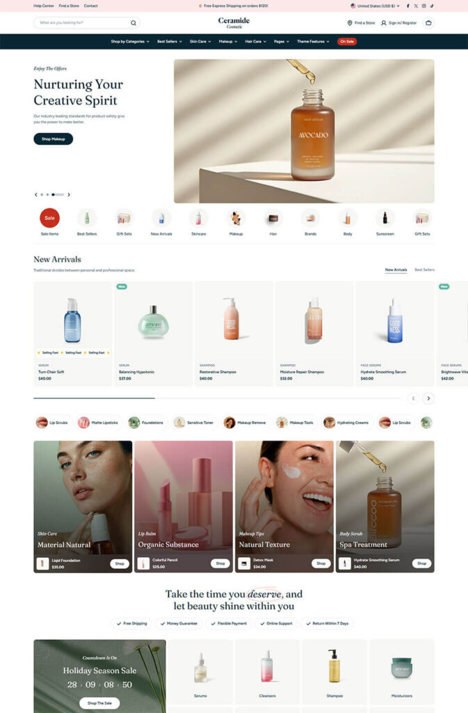 Shopify Hyper theme Ceramide preset product page with clinical trial highlights and minimalist layout